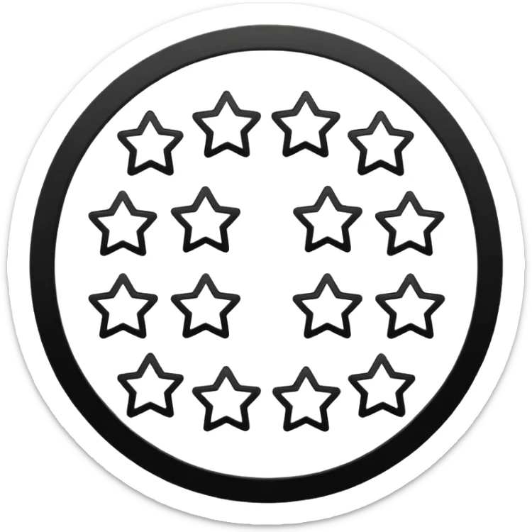 Can u make a emoji with 15 stars in a circle no face no nothin just lines and nothing in the middle and the stars have nothing it in too just lines black and white no face  sticker