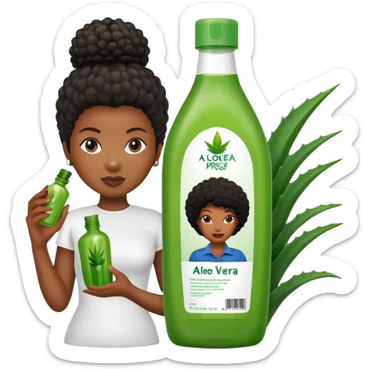 Bottle of Aloe Vera Pre-Poo. The label on the bottle should have a picture of a black woman with afro holding aloe. vera leaf. sticker