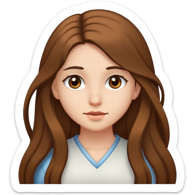 una chica, pelo largo, con ojos marrones y piel blanca sticker