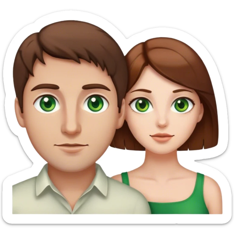 Couple woman with green eyes and brown hair and man with brown hair and brown eyes  sticker
