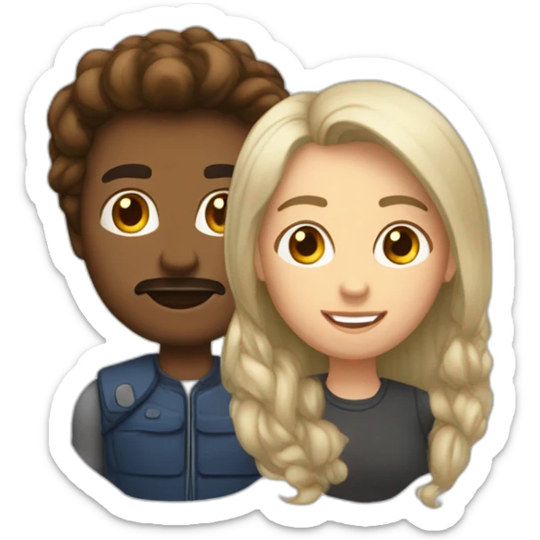 Masculine au cheveux long blanc plus une féminine au cheveux brun sticker