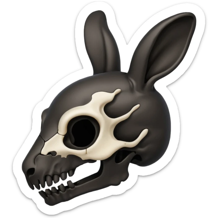 Tête de lapin squelette noire de profil avec des G à la place des yeux  sticker
