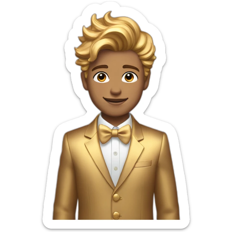 Posh-boy-with-golden-suit-and-blue-eyes-and-rainbow-unicorn-hair sticker