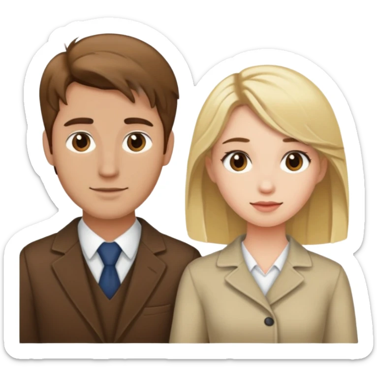 Brown hair man and blonde hair girl couple  sticker