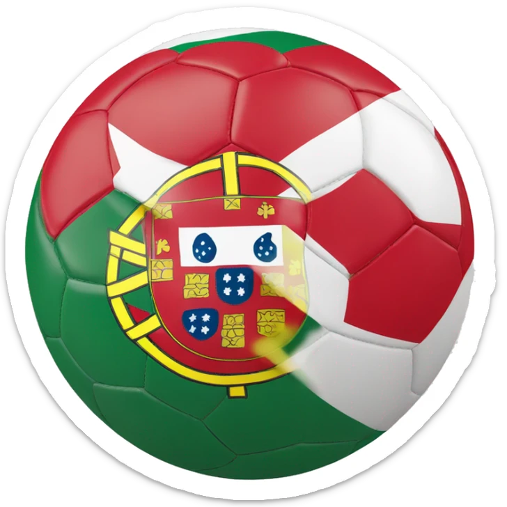portugal flag with football ball in front of it sticker