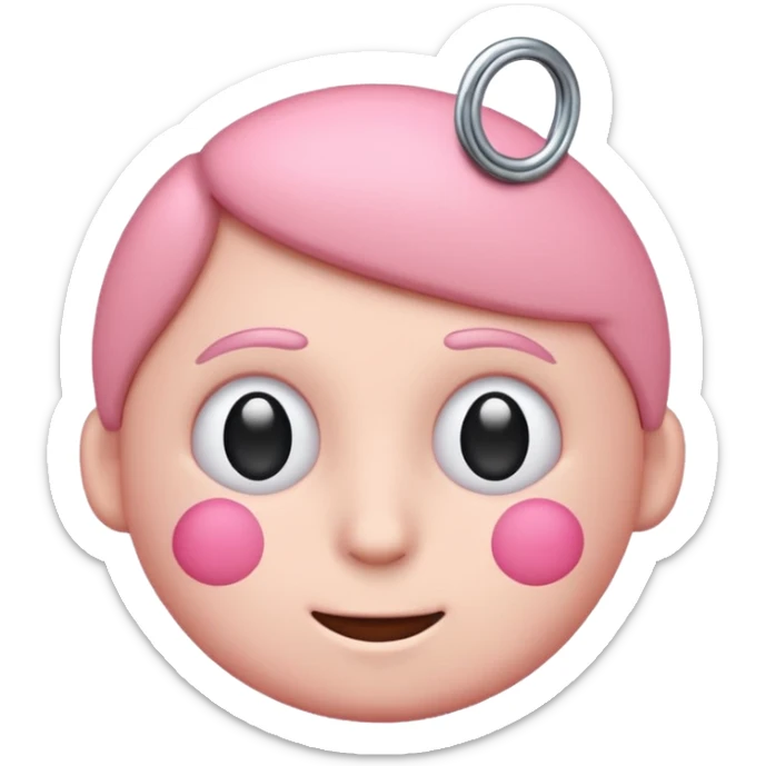 Make me a normal blush emoji with a gooner tag on top of the head (paperclip) and without the eyebrows of it apple style keep it sticker