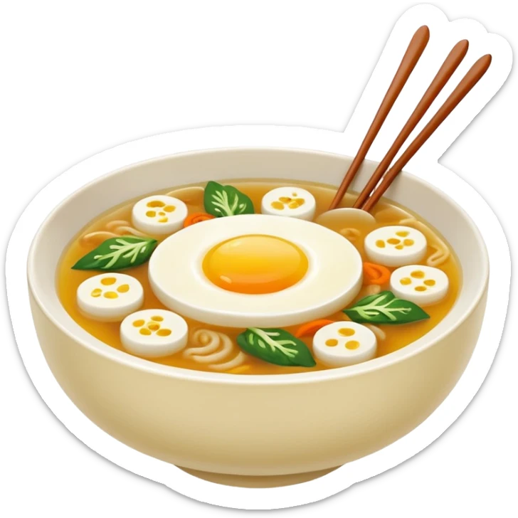 Make an emoji of tteokguk, a traditional Korean food. sticker