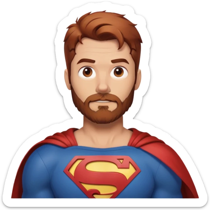 Adult Superman with redish brownish hair and full scruffy beard making 🫶🏻 sticker