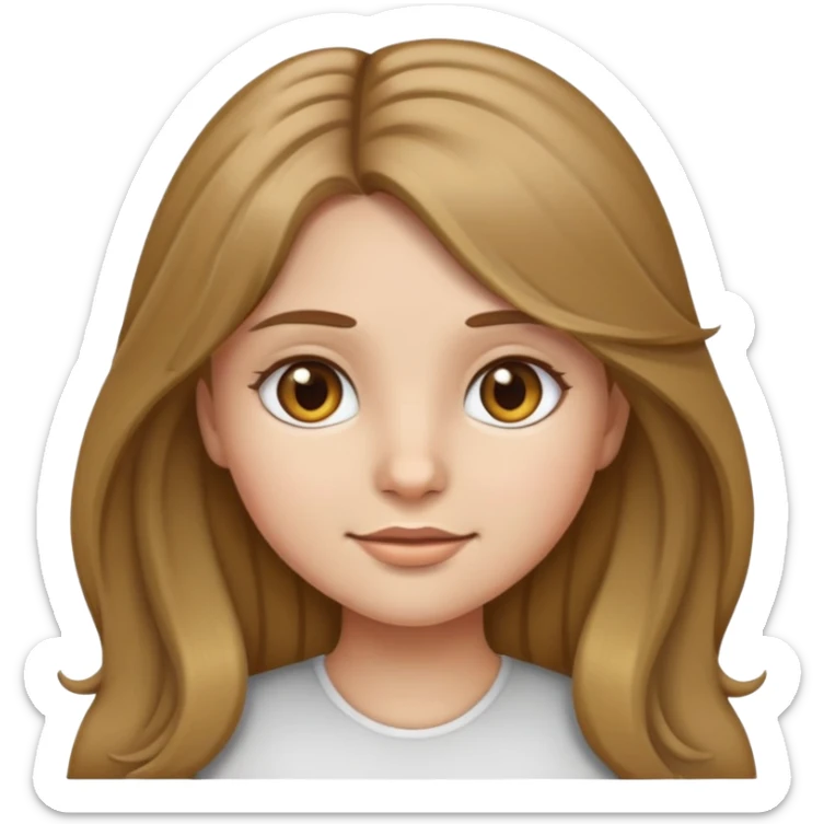 Girl emoji with dark blonde hair, long hair and hazel eyes sticker