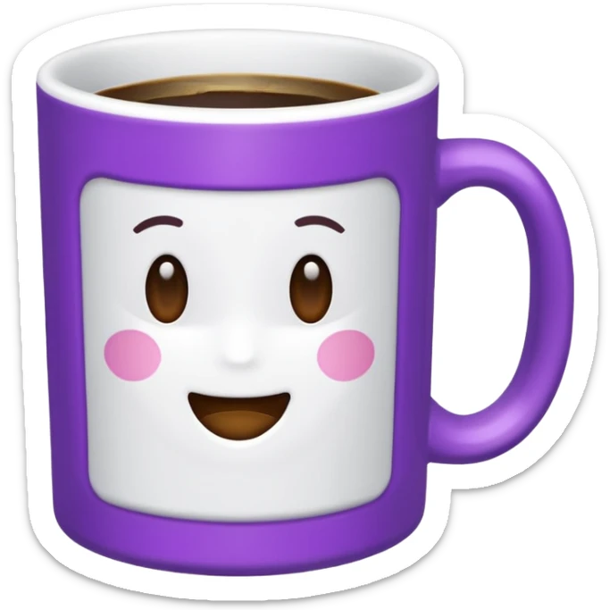 Emoji de taza blanca de la serie ‘friends’ el marco color morado sticker