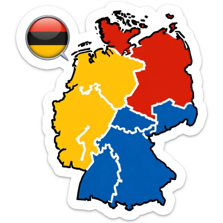 Germania divisa con bandiera US sud-ovest (Monaco, Francoforte), UK nord-ovest (Amburgo, Colonia), URSS est (Berlino Est, Dresda), France sud-ovest (Stoccarda, Friburgo) sticker