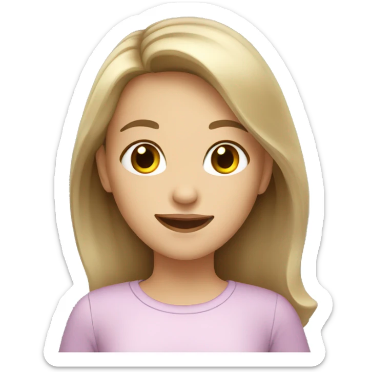 Dark Blond hair girl with brown eyes and happy sticker