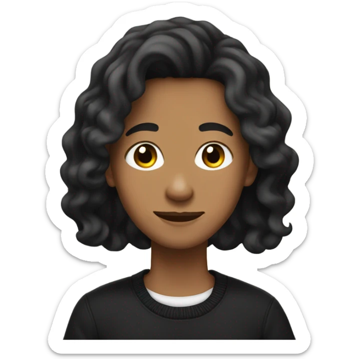 tan teenager with black wavy hair no mystache and black sweater sticker