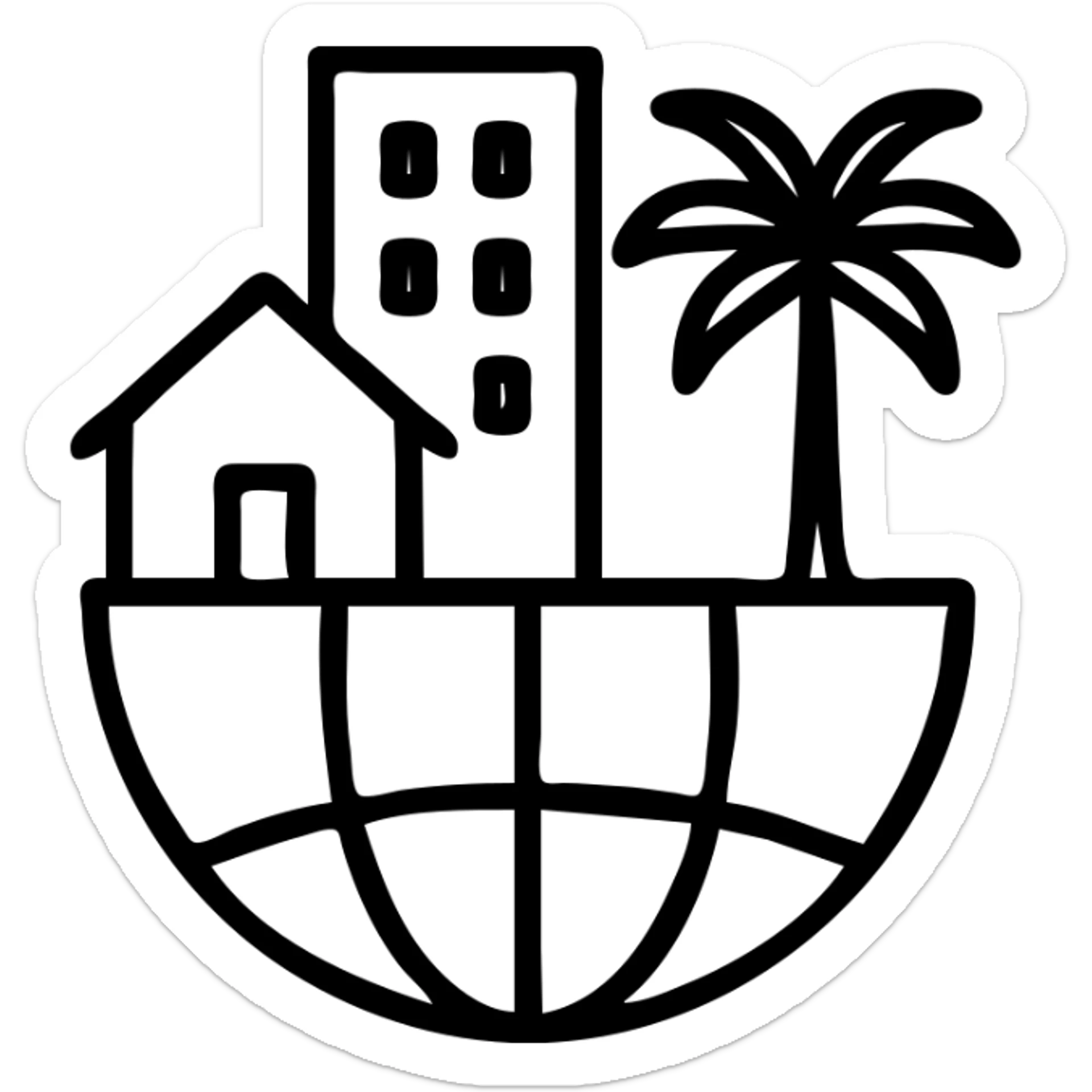 Ícono de real estate que refleje experiencia internacional con enfoque local en Miami sticker