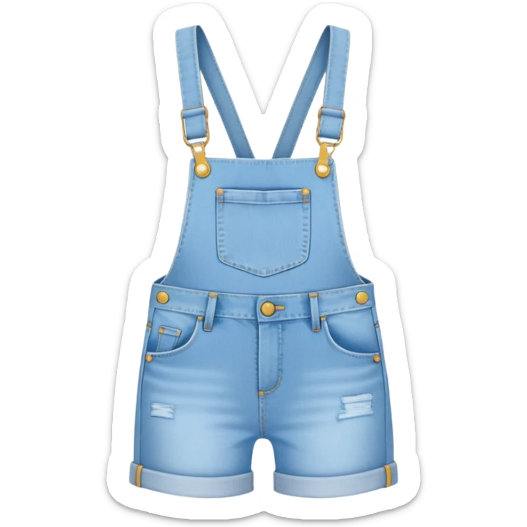 isolated vector skinny denim overall shorts, no distressing, women’s  sticker