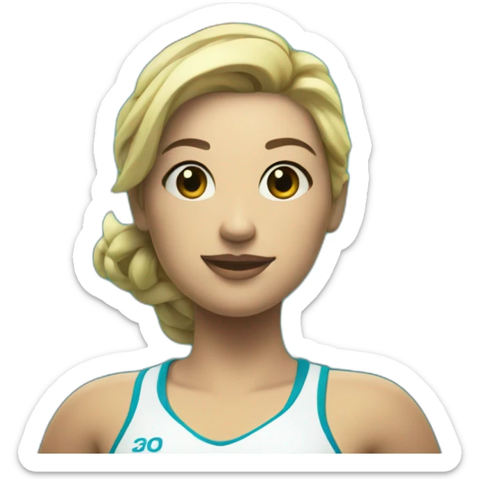 Underwater rugby woman player holding a ball, with fins and snorkem equipement sticker