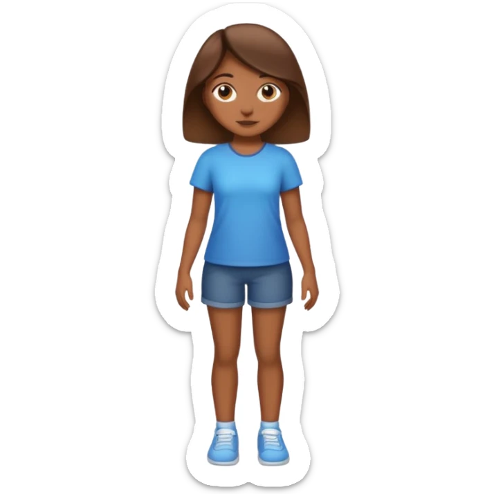 full body girl with brown skin and brown hair sticker