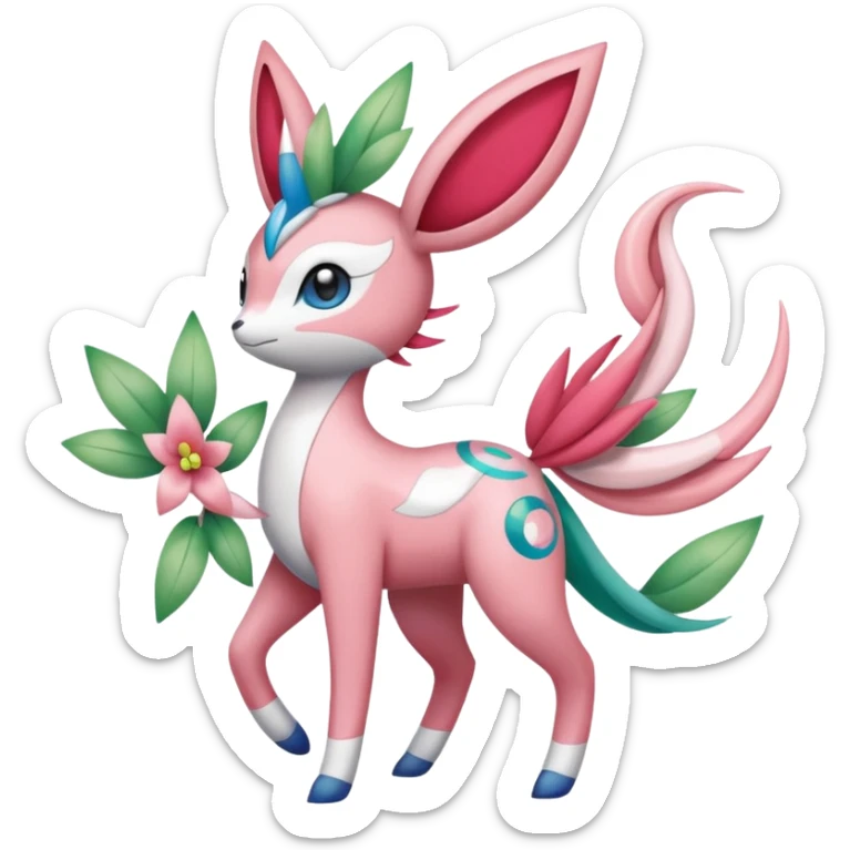 Shaymin-Sylveon-Meloetta-Cresselia-Milotic-Pokémon-Fakémon-fusion, full body sticker