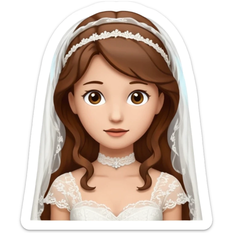 Blonde skin bride with brown hair with a chin on her face sticker