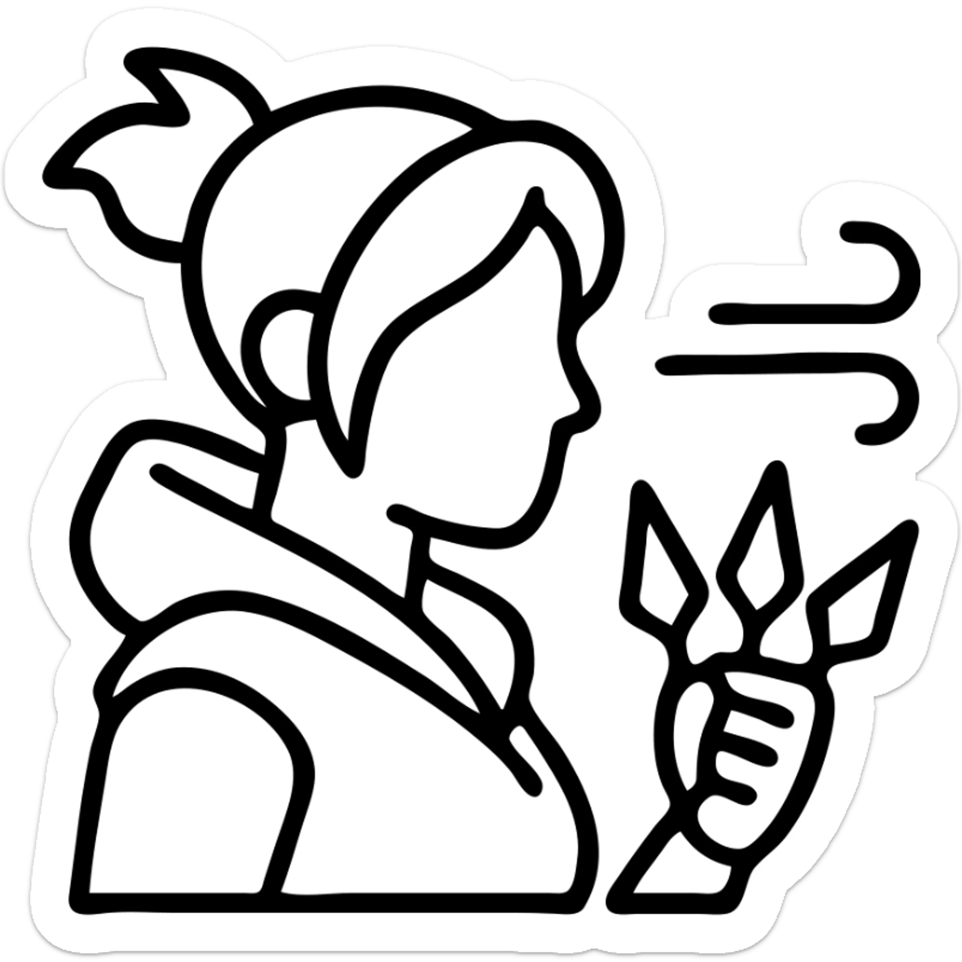 Jett from Valorant, a female character with short white hair, holding kunai knives, wind abilities sticker