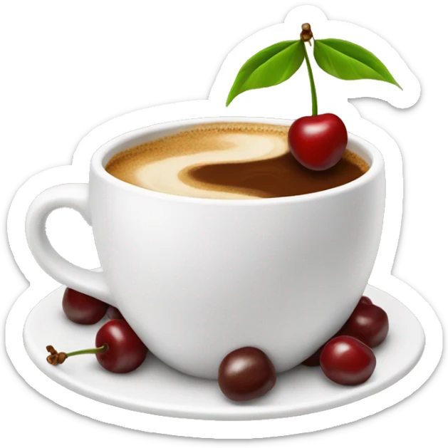 Coffee with cherries sticker