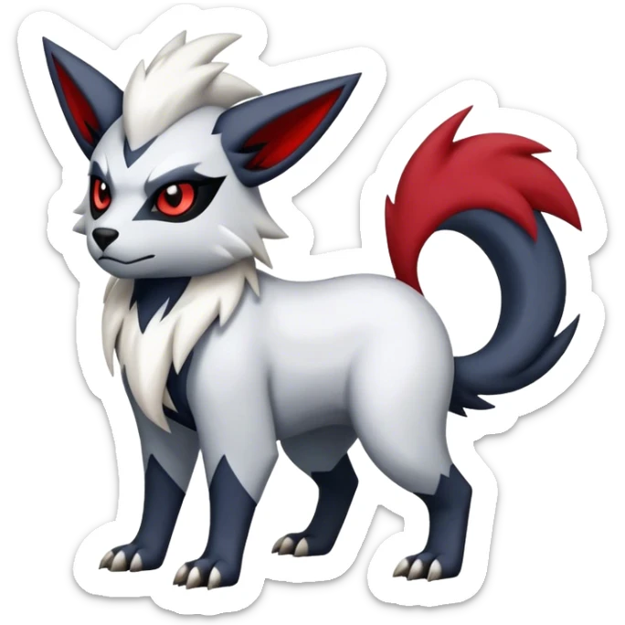 Edgy cool Absol-Zorua-Zangoose-Houndour-Poochyena-creature-hybrid full body  sticker