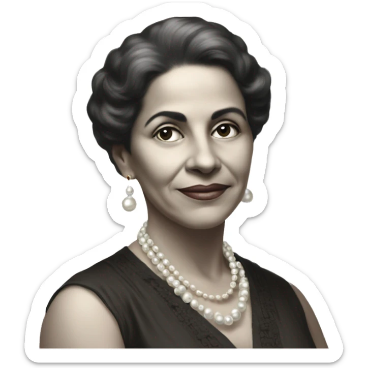 Lola Rodríguez de Tió was the first Puerto Rican-born woman poet to establish herself a reputation as a great poet throughout all of Latin America. short hair. pearls. sticker