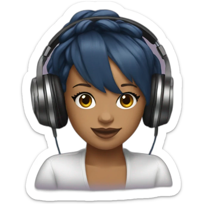 Rihanna wearing headphones vibing to the music sticker