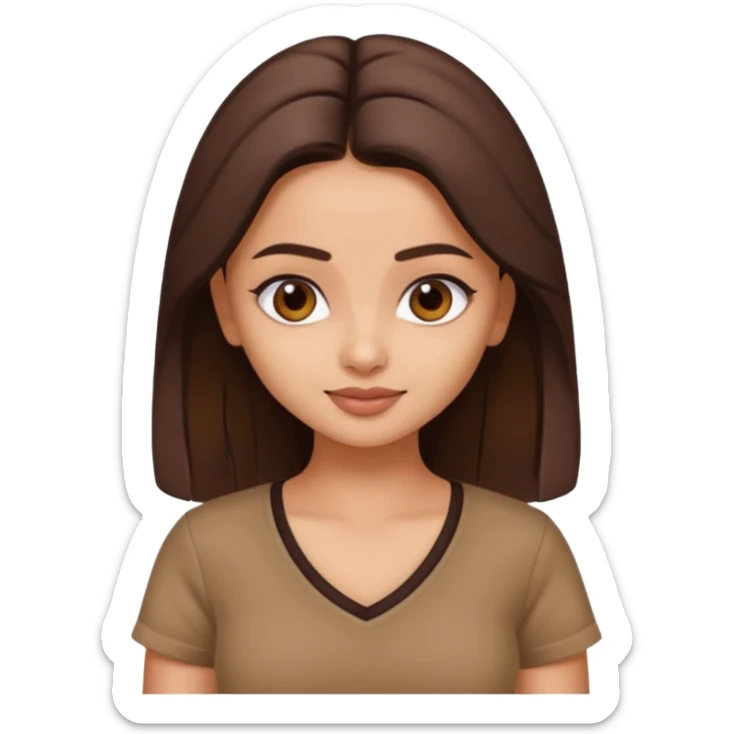 ipretty bratz emoji of alia bhatt wearing a V neck brown tshirt. She should look like Alia Bhatt sticker