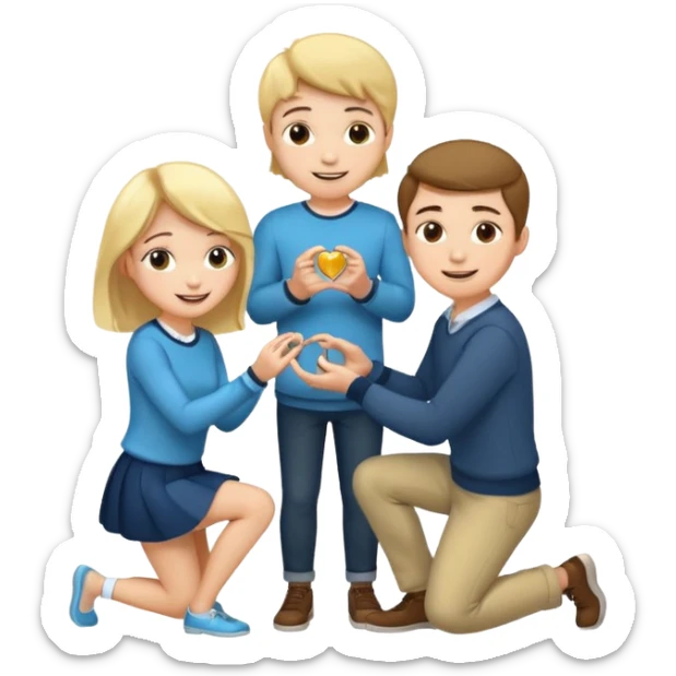 🧎‍♂️‍➡️💍💃 a boy parposing a girl and the boy on his knee and give him ring girl stand after him and shing sticker