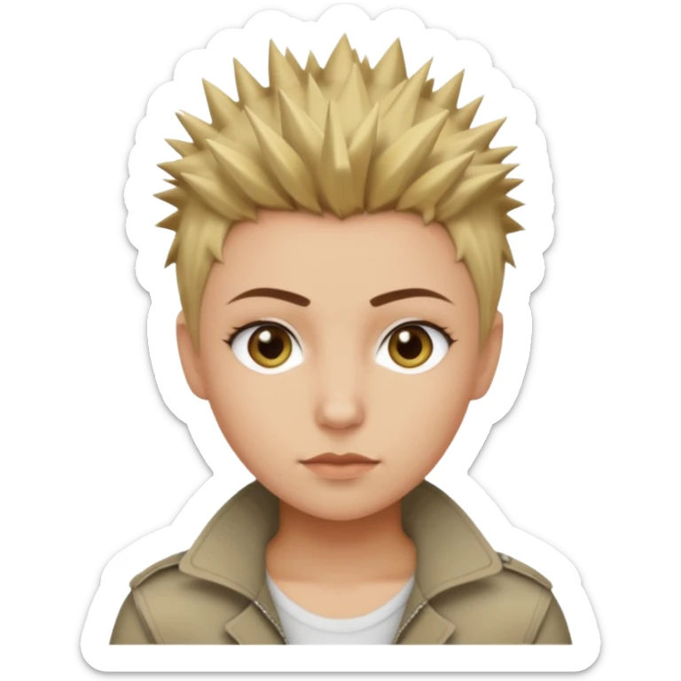masc lesbian hazel eyes dirty blonde short spiky hair sticker