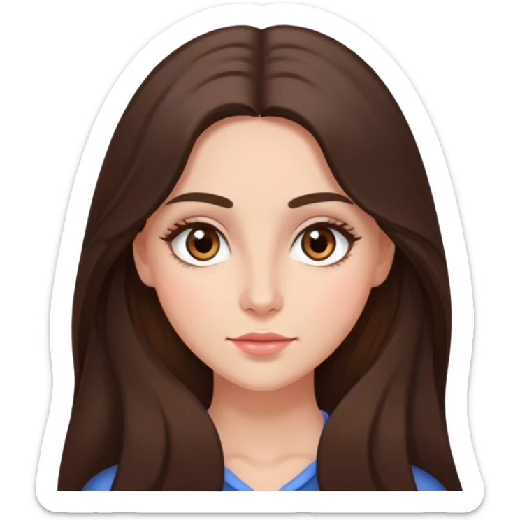 Prettyish, brunette with brown almond shaped eyes and long hair with rosy cheeks sticker