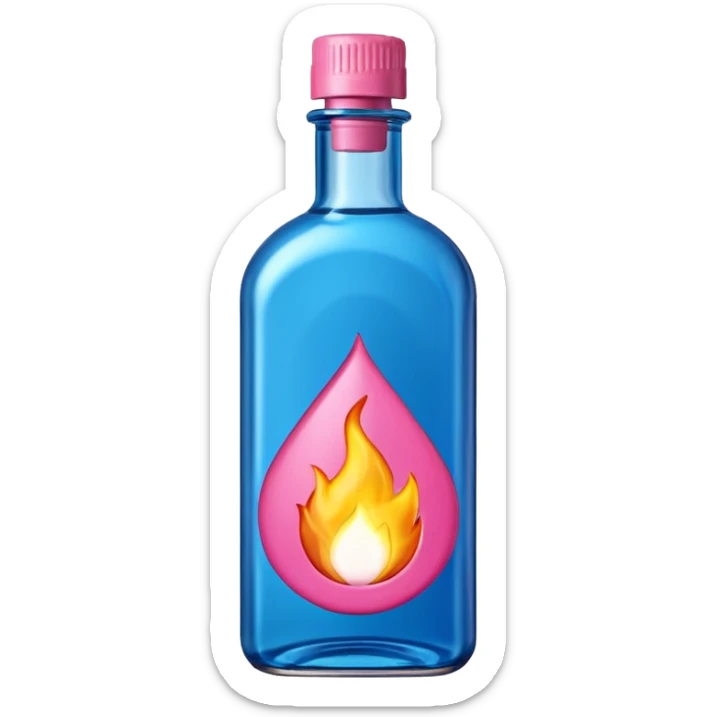 bottle of oil blue top pink outside with logo that says Diddy oil with fire emoji sticker