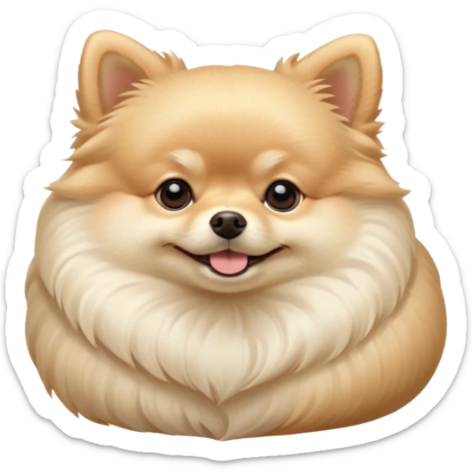 Meme-Worthy Cute Sleeping Cream Pomeranian Portrait Emoji, Head resting peacefully with a contented smile, showcasing a delightfully compact build and a luxuriously soft, fluffy cream Fur, eyes shut in a serene nap, Simplified yet hilariously adorable features, highly detailed, glowing with a soft, drowsy light, high shine, relaxed and utterly lovable, stylized with an air of playful laziness, bright and heartwarming, soft glowing outline, capturing the essence of a comically sleepy companion, so meme-worthy it feels like it could instantly become the next viral sensation of adorable slumber! sticker