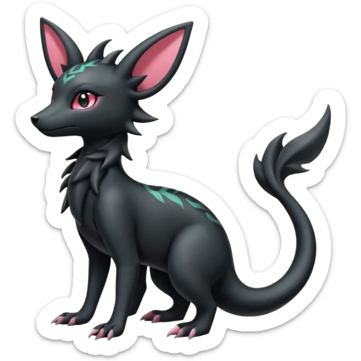 Shiny Dark Edgy Gothic Gloomy Futuristic Salandit-Umbreon-Shaymin-Delcatty-Hybrid (Full body) sticker