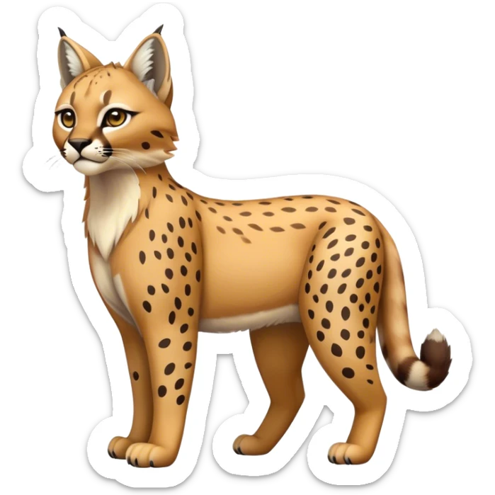 Cute cool bobcat-lynx-cheetah-caracal-animal-hybrid-Fakemon full body with patterns and markings sticker