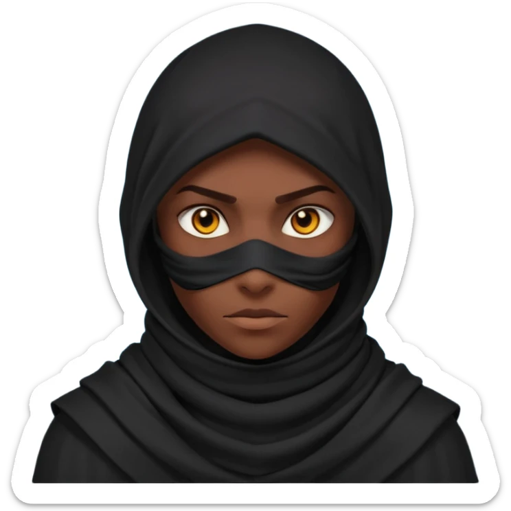 desert assassin portrait, head and shoulders only, dark hood, face scarf, mysterious glowing eyes, stealth vibe, 3D cartoon, mobile game icon style, clean background, no text, no watermark
 sticker