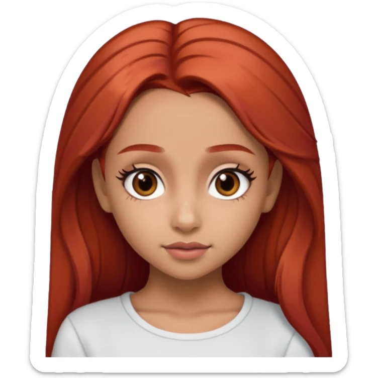 a hispanic girl with red hair, brown eyes, and looks like ariana grande sticker