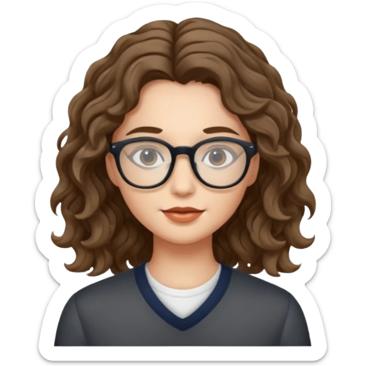une belle personne avec beaucoup de details, des lunettes, des cheveux ondulé sticker