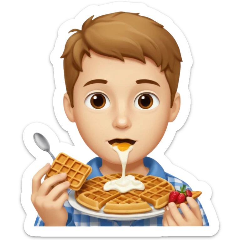 A boy named Maxim who loves to eat waffles with sour cream sticker