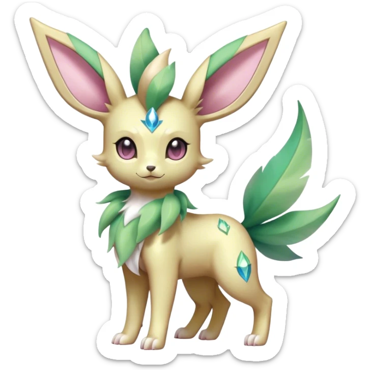 Shiny Cool Sparkly Cute Ethereal Leafeon-Sylveon-Fakemon-hybrid-fusion- full body sticker