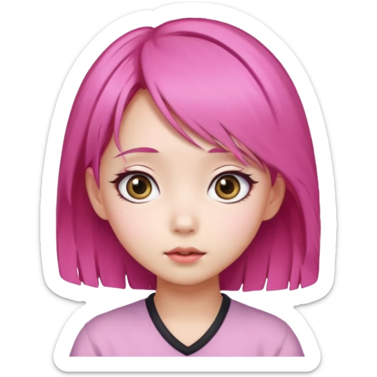 emoji An Asian girl with  pink hair, big eyes,sweet
 sticker
