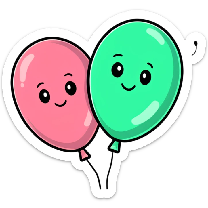 playful cartoon style, a pair of balloons resembling boobs, cheerful and non-explicit sticker