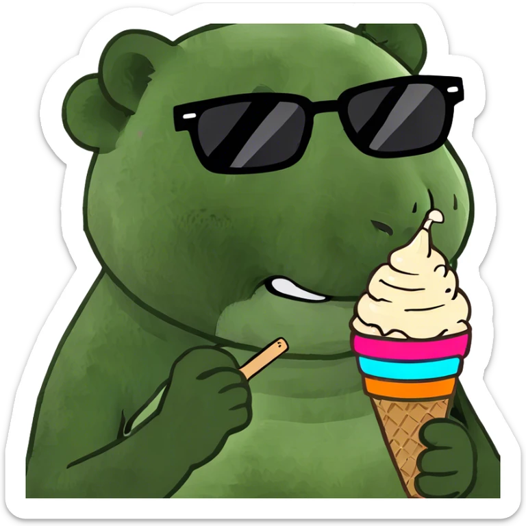 Panda eating ice cream sticker
