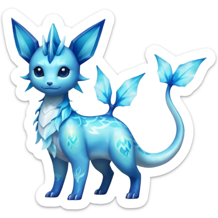 Shiny Nebulae Lumineon-Vaporeon-Amaura-Glaceon-Dragonair-Fakémon-hybrid-creature (full body)  sticker