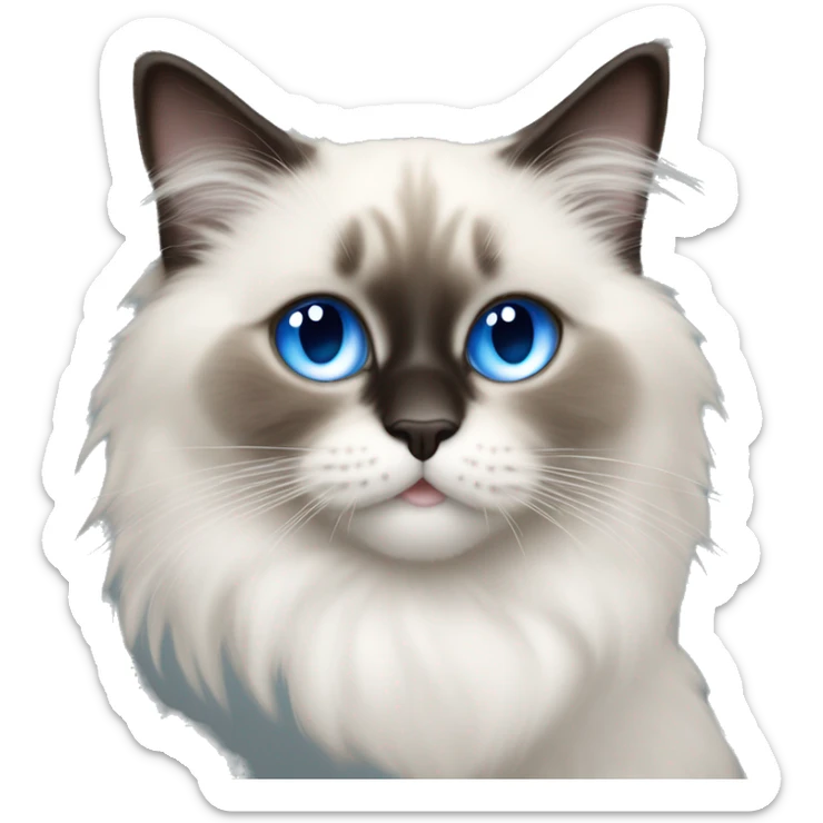 Ragdoll cat drinking soda and the middle of his face should have black and it shoul be male baby cat and blue eyes sticker