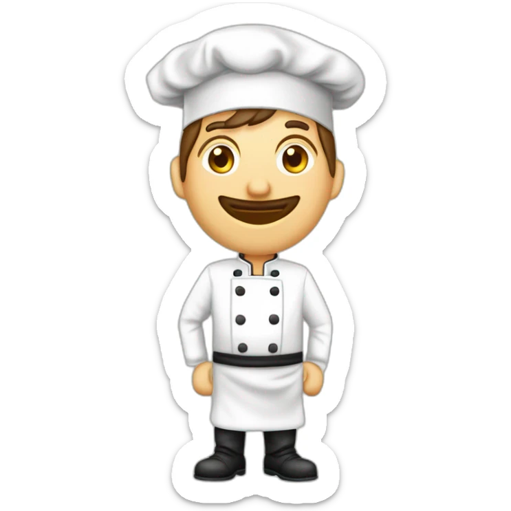 Chef cuisinier italien avec le bout des doigts joints et un drapeau italien sur le tablier sticker