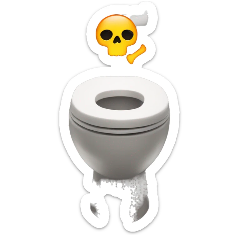 Skull emoji in a toilet sticker