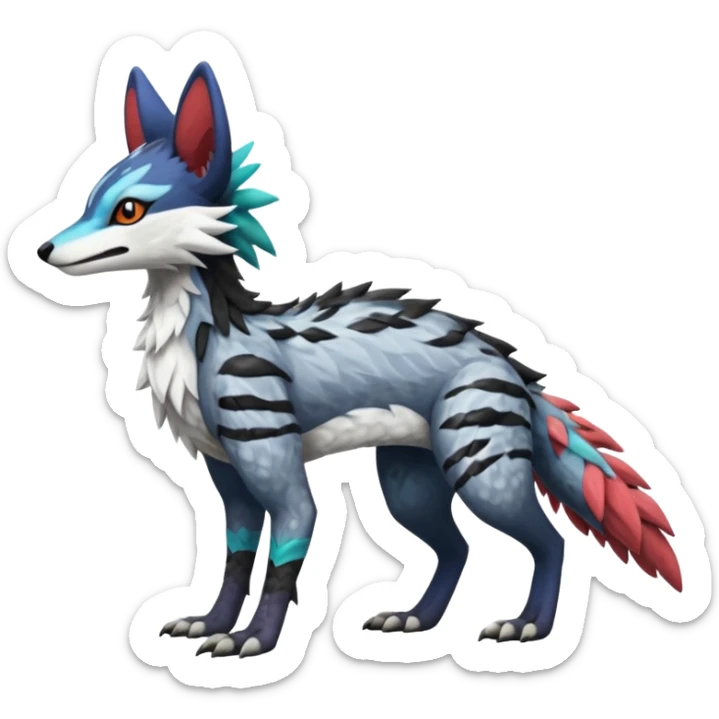 Colorful Silvally-Sergal-Nargacuga-Trico-Genet-fusion-animal-hybrid-creature, full body sticker
