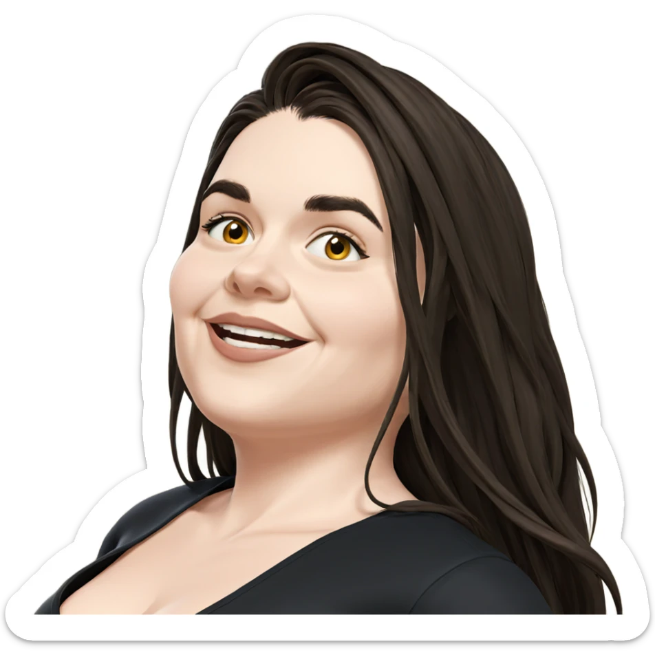 smiling girl with long hair sticker